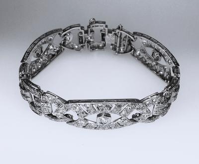 Bracelet d'époque art déco en diamants et platine