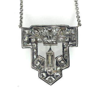 Pendentif d'époque Art déco en platine et diamants